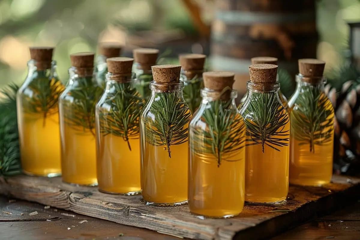 Bouteille de liqueur de sapins maison
