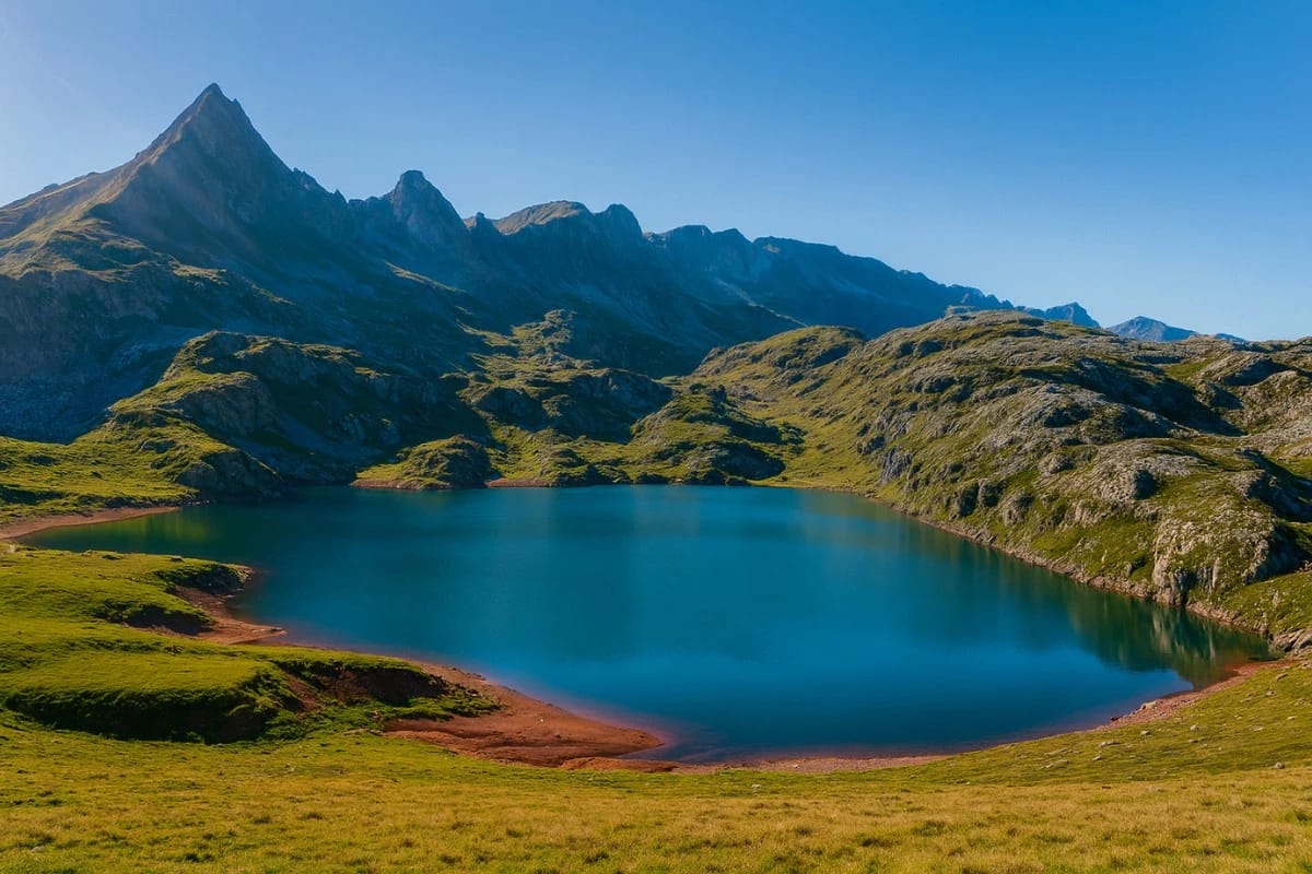 Lac d'estaing avec vu sur la montagne