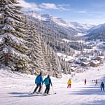 Les indispensables stations de ski du Jura Station de ski sous un ciel ensoleillé
