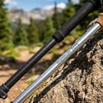 Comparative image of carbon and aluminum trekking poles for hiking performance