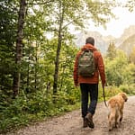 Randonnée en montagne avec un randonneur portant un sac à dos et des chaussures adaptées
