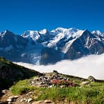 vue sur pics enneigés
