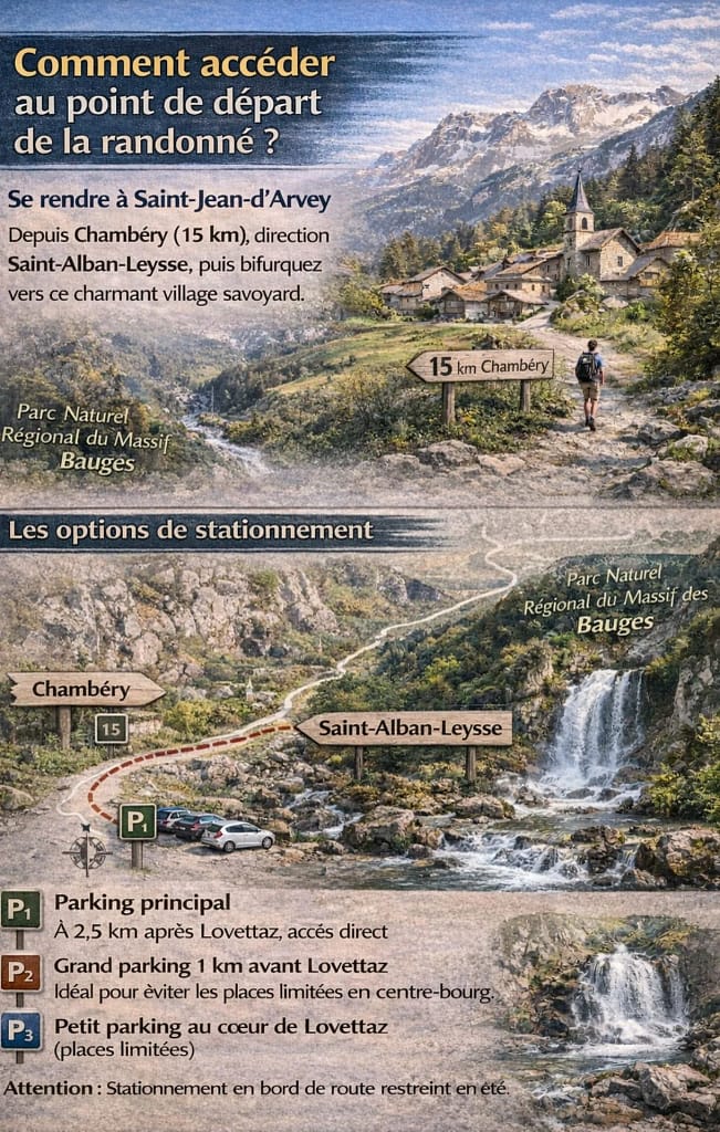 Accès à la randonnée de la Doriaz