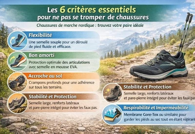 infographie sur les 6 critères pour sélectionner ses chaussures