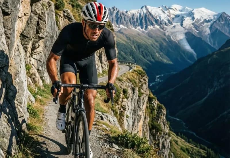 montée du col de Solaison en vélo de route avec forte pente et panorama sur la vallée de l’Arve