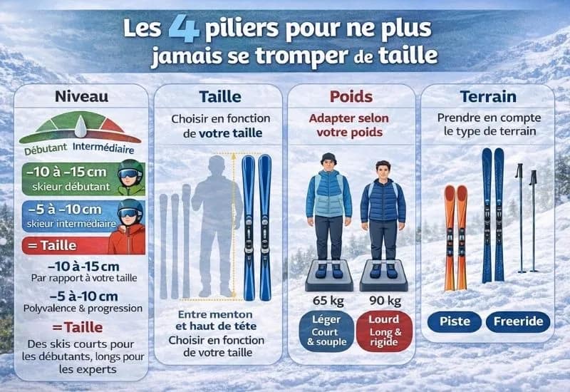 infographie pour le choix de la taille des skis