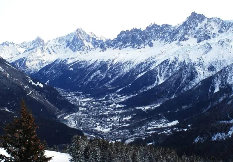 Vue du dessus de Chamonix