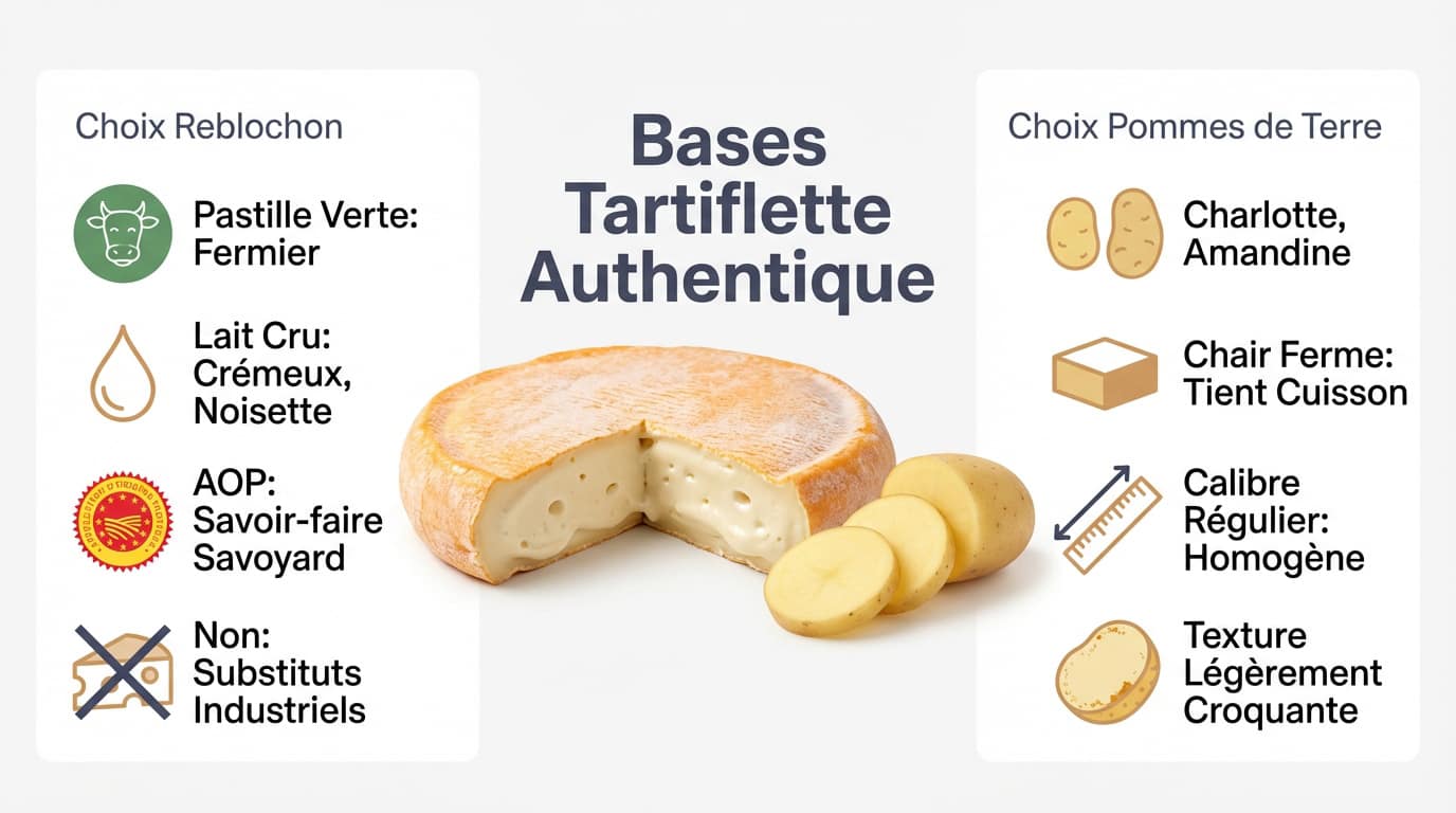 Reblochon fermier AOP et pommes de terre à chair ferme pour une tartiflette