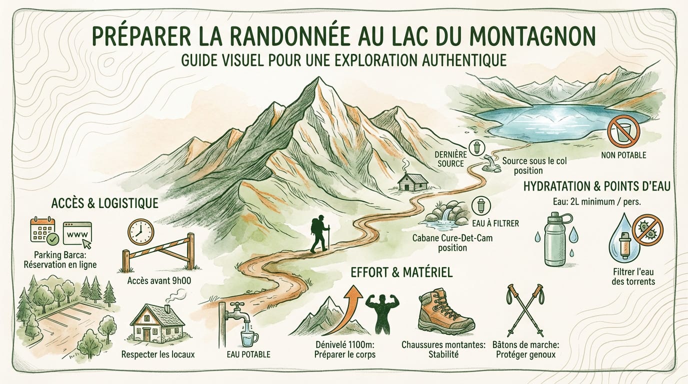 Randonnée au lac du Montagnon en forme de cœur dans les Pyrénées béarnaises