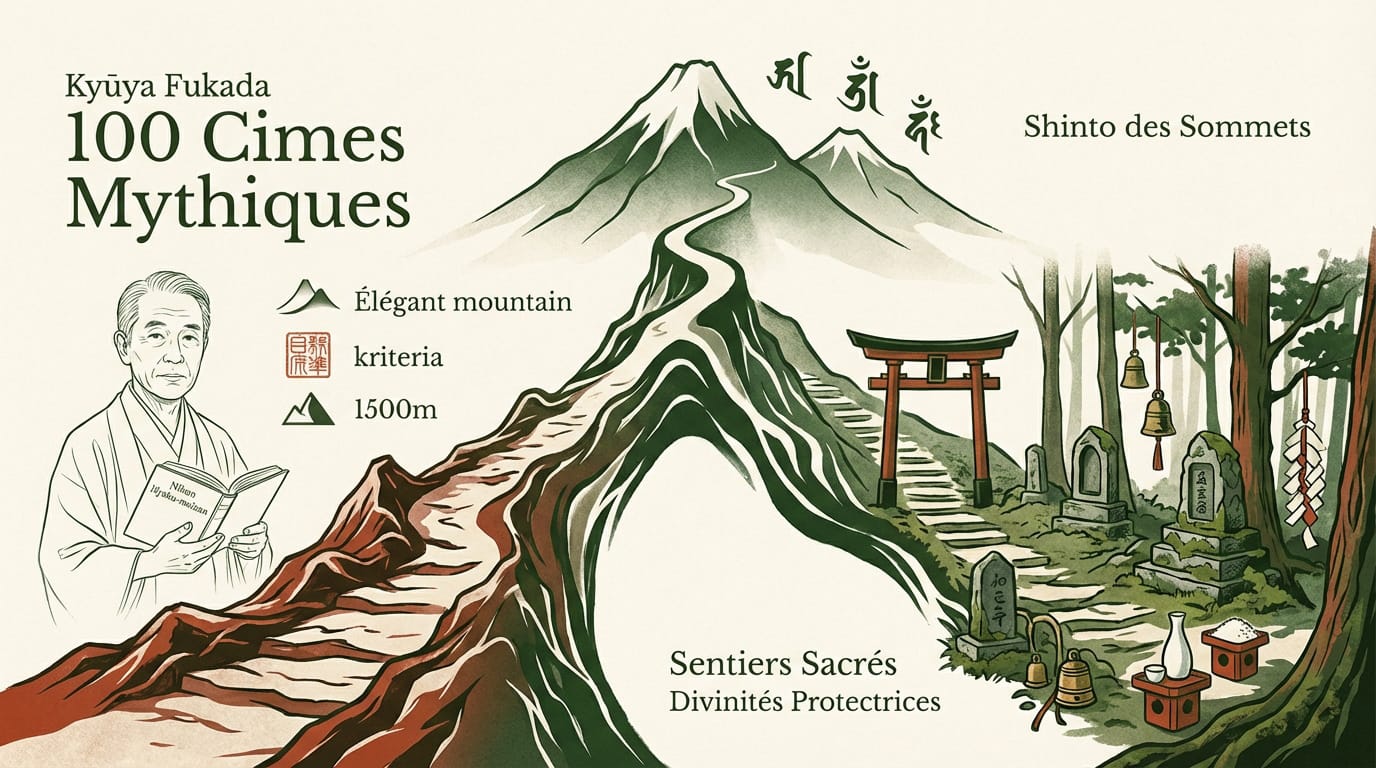 Portrait de Kyūya Fukada et vue sur les sommets enneigés du Japon