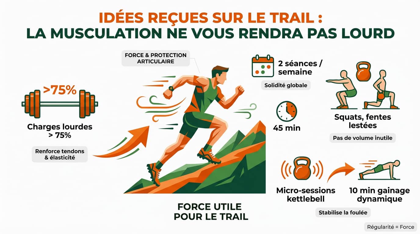 Coureur de trail en plein effort de renforcement musculaire en montagne