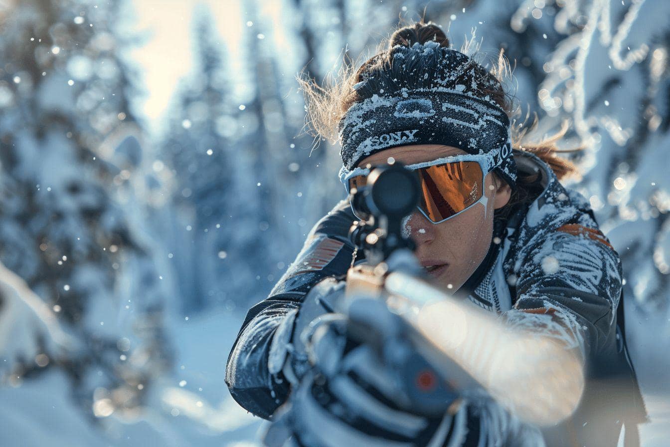 Un sportif en tenue d'hiver dans un paysage enneigé